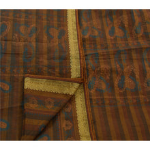 Load image into Gallery viewer, Sanskriti Vintage Indian Saree Art Silk Painted Brown Craft Fabric Paisley Sari

