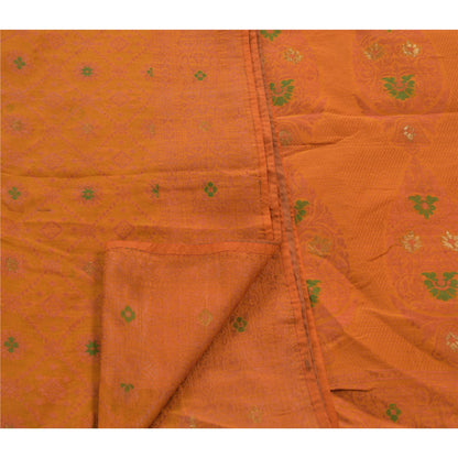Sanskriti Vintage Indian Saree Art Silk Woven Orange Sustainable Fabric Premium Ethnic Sari