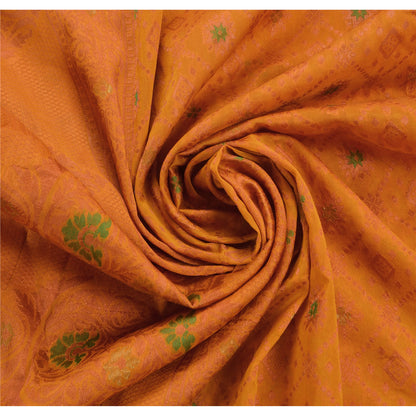Sanskriti Vintage Indian Saree Art Silk Woven Orange Sustainable Fabric Premium Ethnic Sari