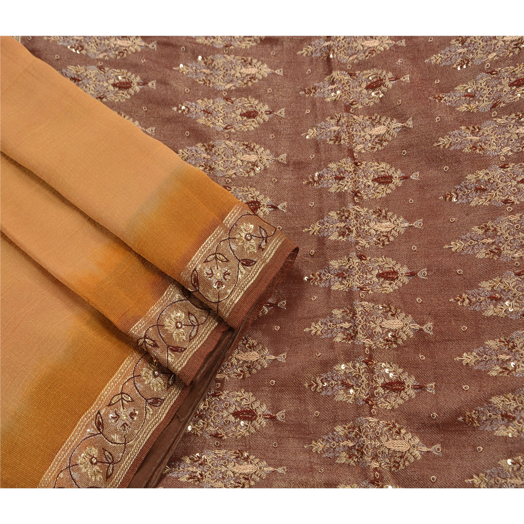 Antique Vintage Saree Georgette Hand Embroidery Woven Fabric Premium Sari