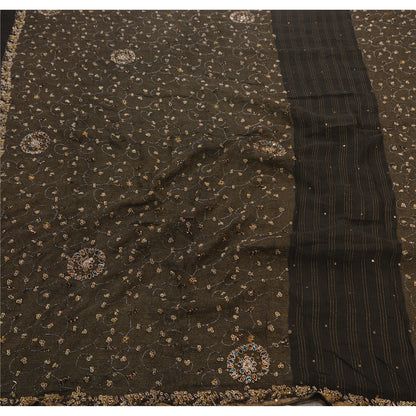 Sanskriti Vintage Antique Vintage Saree Georgette Hand Embroidery Woven Craft Sustainable Fabric Premium Sari