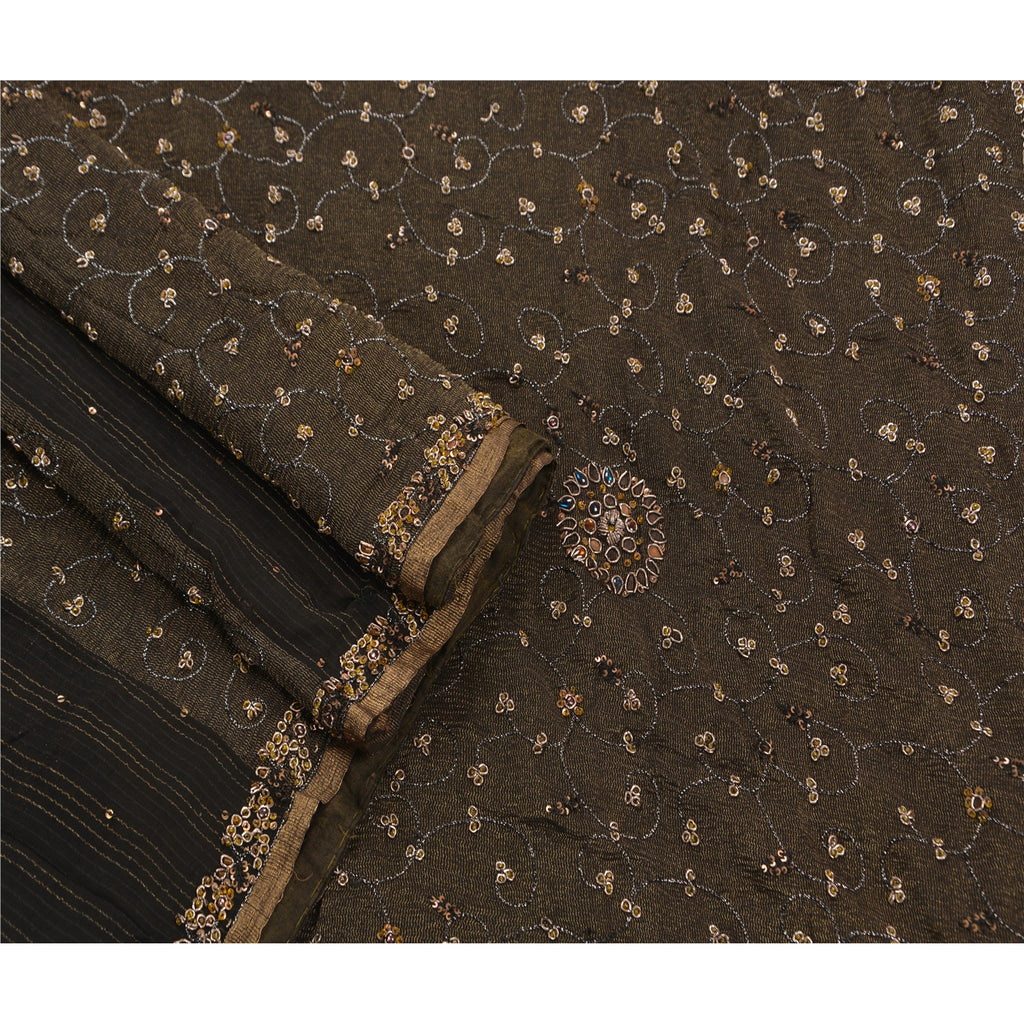 Sanskriti Vintage Antique Vintage Saree Georgette Hand Embroidery Woven Craft Sustainable Fabric Premium Sari