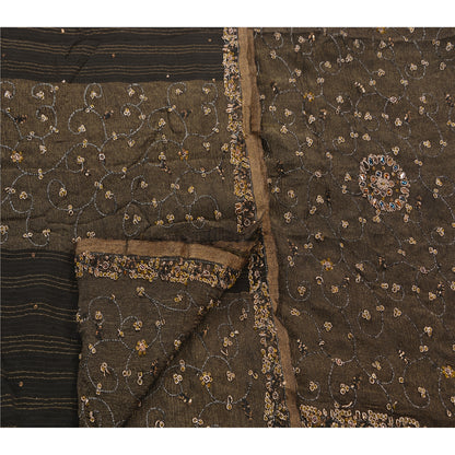 Sanskriti Vintage Antique Vintage Saree Georgette Hand Embroidery Woven Craft Sustainable Fabric Premium Sari