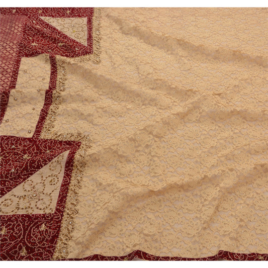 sanskriti Vintage Saree Net Saree Hand Embroidery Woven Pre Stitched Lehenga Sari