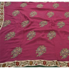 Load image into Gallery viewer, Sanskriti Vintage Saree Blend Georgette Hand Embroidery Pink Fabric Premium Sari
