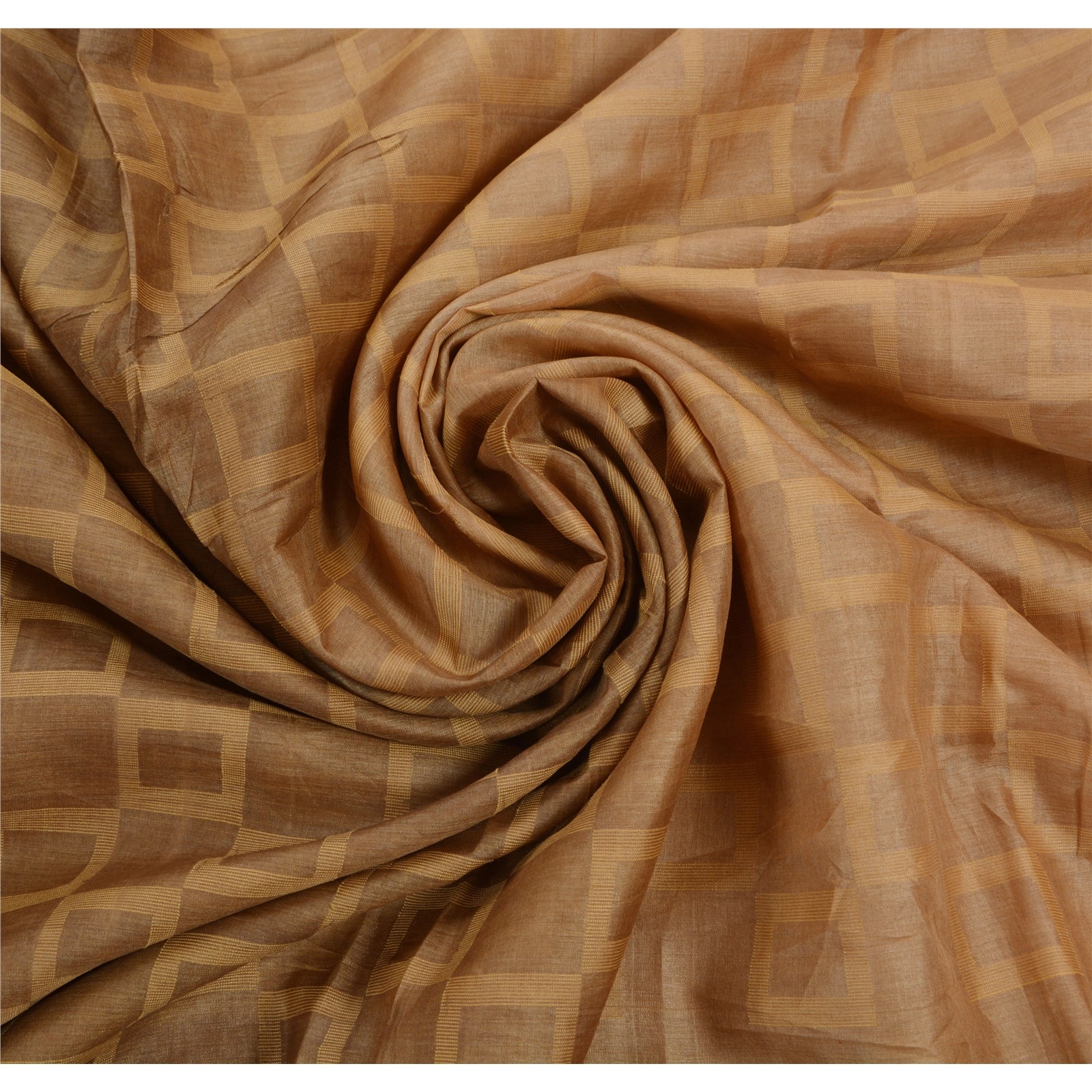 Sanskriti Vintage Antique Indian Saree 100% Pure Silk Woven Sustainable Fabric Brown Sari