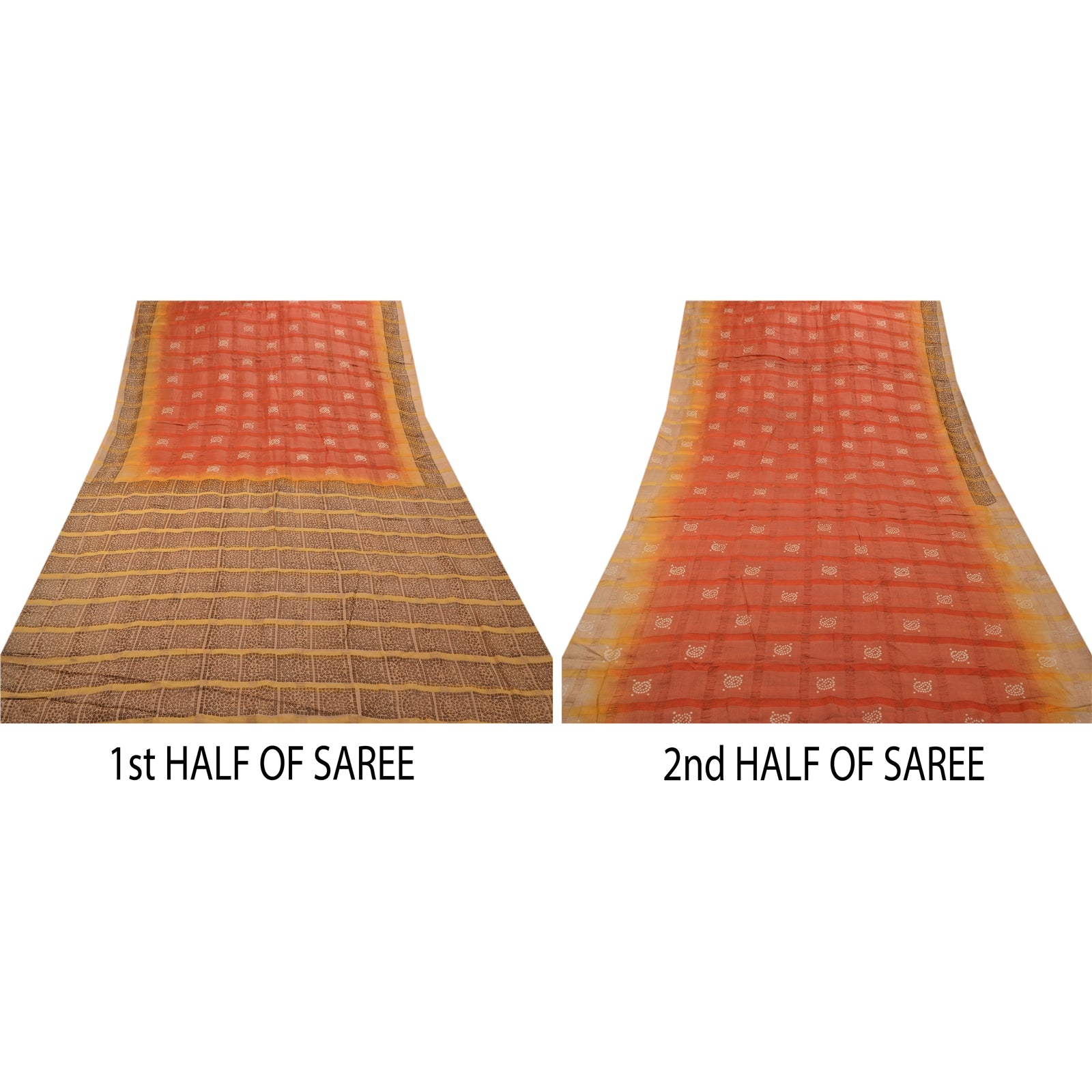 Sanskriti Vintage Sari 100% Pure Silk Indian Brown/Red Sarees Floral, Paisley Printed 6Yd Craft Pre-owned Indian Saree Fabric