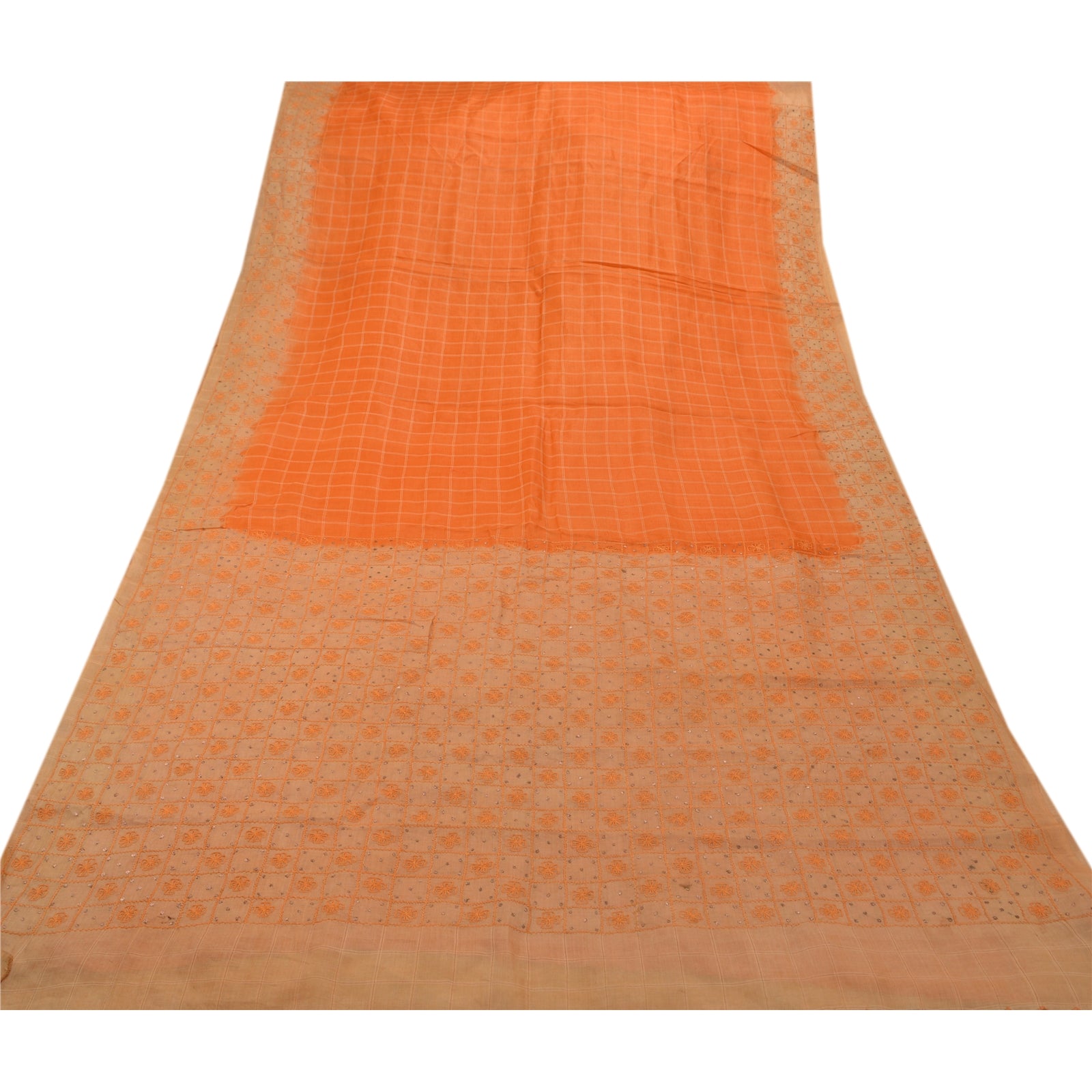 Sanskriti Vintage Antique Saree 100% Pure Silk Hand Embroidery Craft Sustainable Fabric Sari