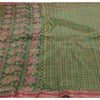 Sanskriti Vintage Indian Saree Art Silk Painted Green Craft Sustainable Fabric Premium Sari