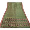 Sanskriti Vintage Indian Saree Art Silk Painted Green Craft Sustainable Fabric Premium Sari