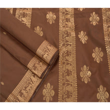 Load image into Gallery viewer, Sanskriti Vintage Brown Indian Saree Art Silk Woven Craft Fabric Premium Baluchari Sari
