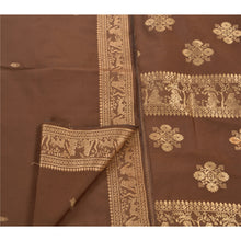 Load image into Gallery viewer, Sanskriti Vintage Brown Indian Saree Art Silk Woven Craft Fabric Premium Baluchari Sari
