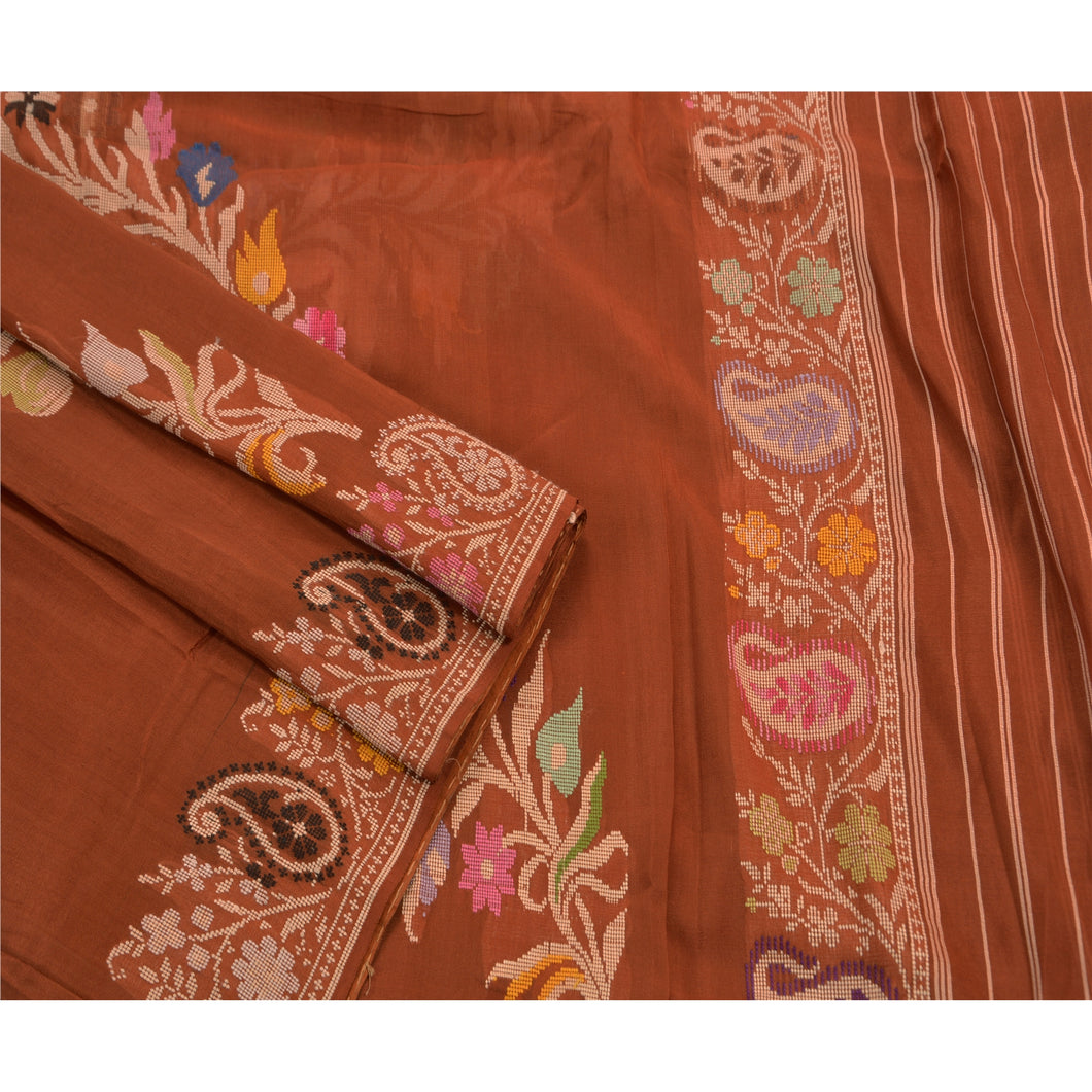 Indian Saree Blend Silk Embroidered Craft Fabric Premium Sari