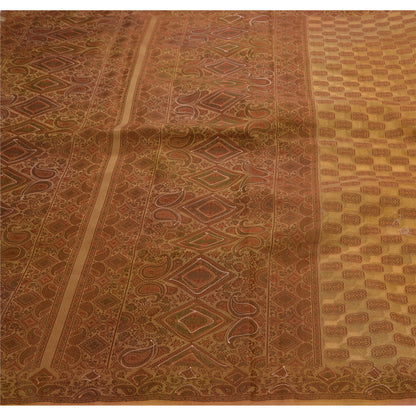 Санскрити Винтаж Антикварный Индийский Сари Ткань Тканая Золотая Экологичная Ткань Премиум Сари