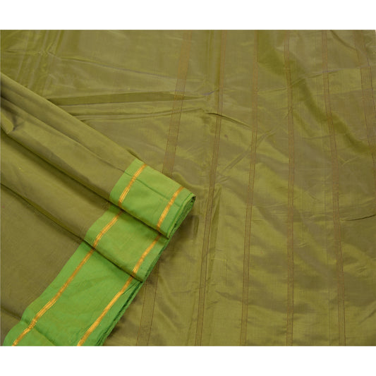 Sanskriti Vintage Indian Saree Art Silk Woven Green Craft Sustainable Fabric Sari