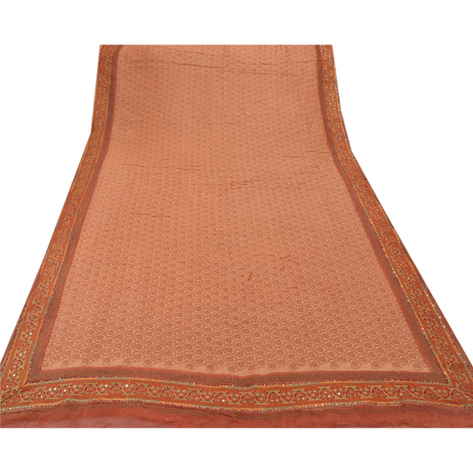 Sanskriti Vintage Indian Saree 100% Pure Cotton Hand Beaded Craft Sustainable Fabric Kota Sari