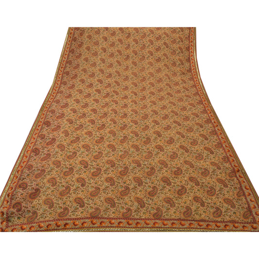 Sanskriti Vintage Antique Saree Blend Georgette Embroidery Sustainable Fabric Premium Sari