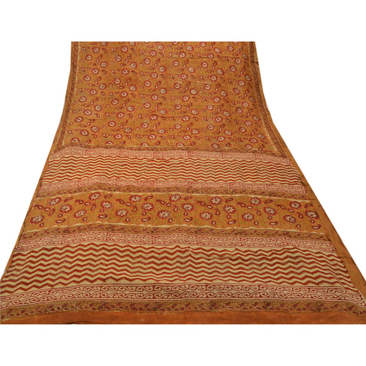 Sanskriti Vintage Saree 100% Pure Cotton Block Printed Craft Sustainable Fabric Premium Kalamkari Sari