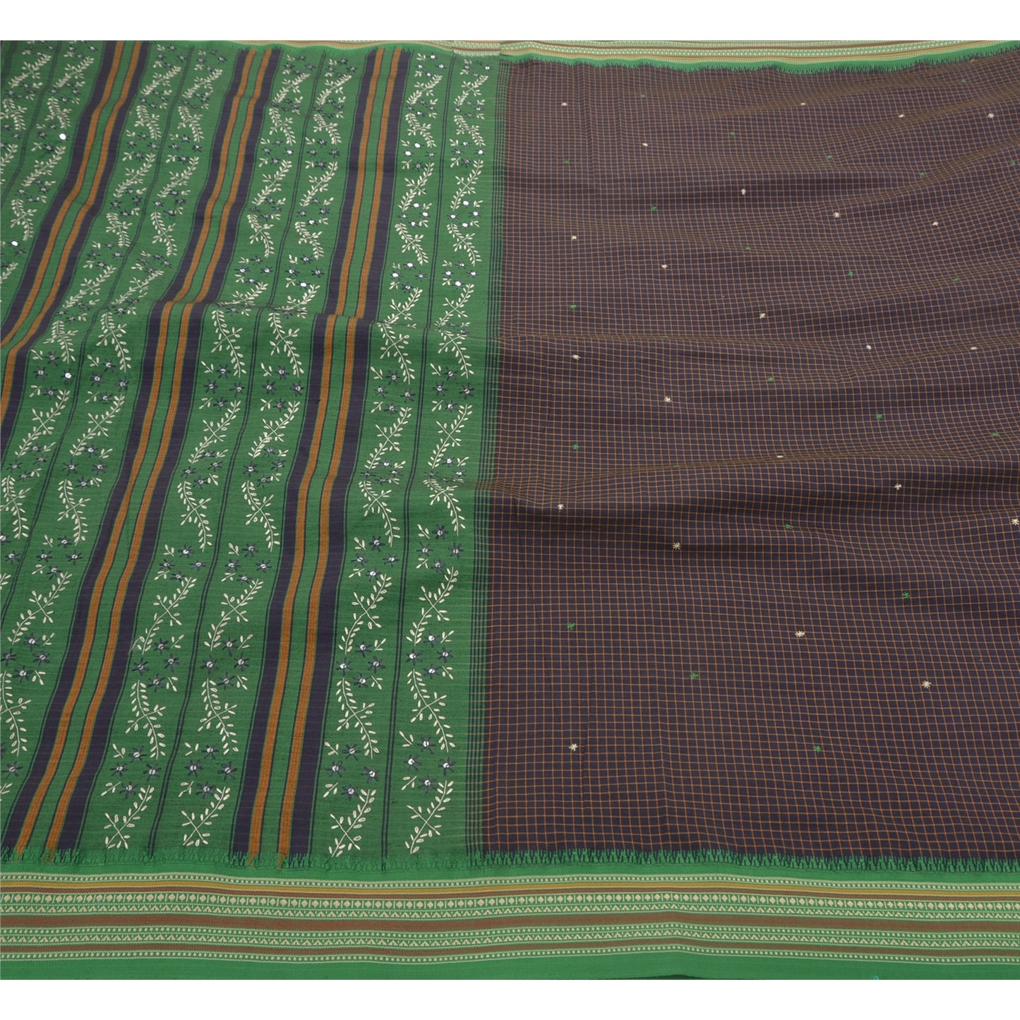 Sanskriti Vintage Antique Vintage Saree Cotton Hand Embroidery Woven Blue Sustainable Fabric Premium Sari