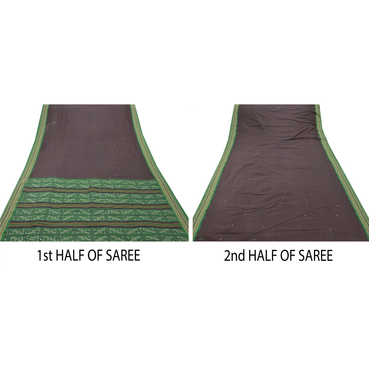 Sanskriti Vintage Antique Vintage Saree Cotton Hand Embroidery Woven Blue Sustainable Fabric Premium Sari