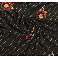 Load image into Gallery viewer, Sanskriti Vintage Indian Saree Georgette Embroidery Black Fabric Premium Sari

