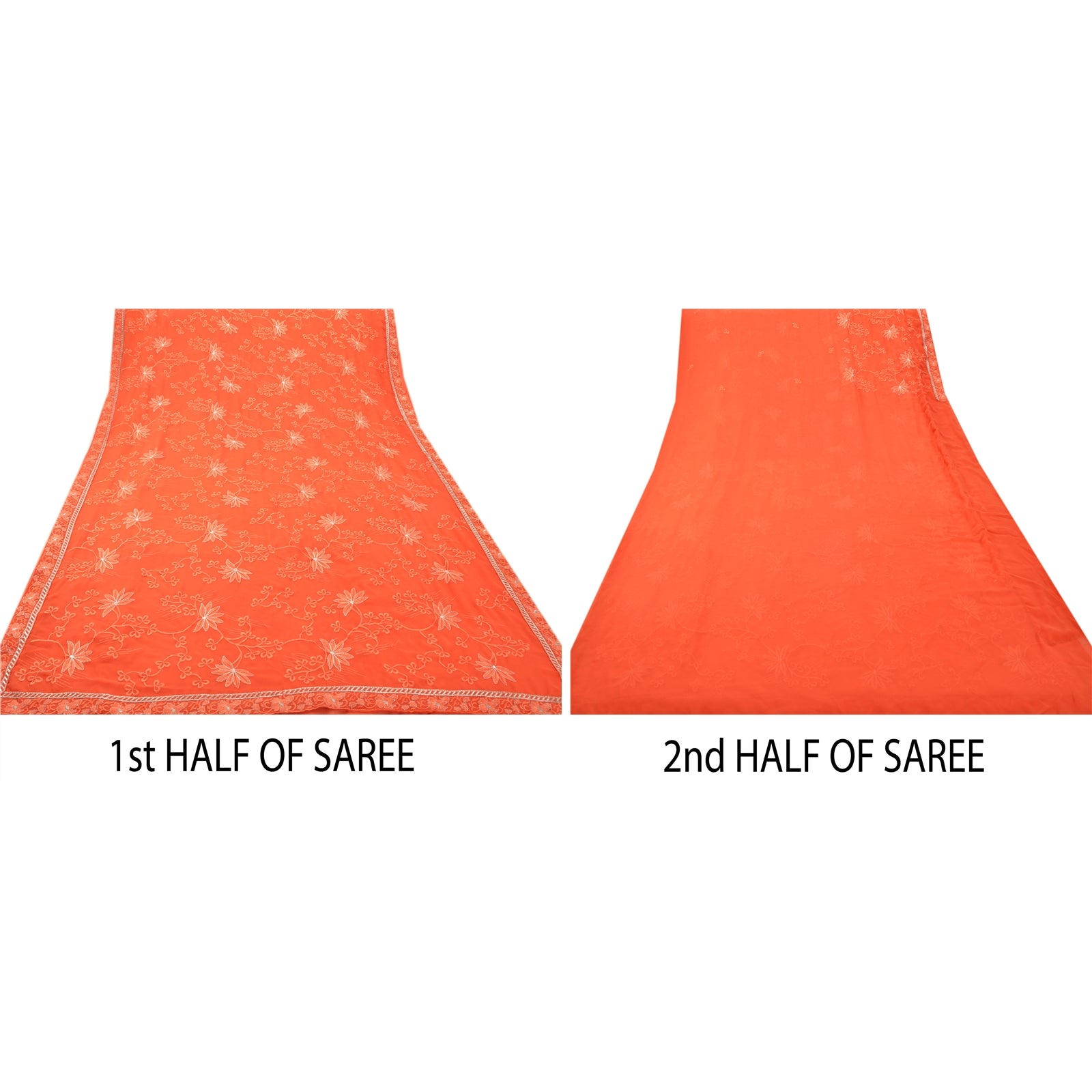 Sanskriti Vintage fersken indisk sari Georgette broderet fersken bæredygtigt stof premium sari