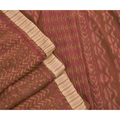 Sanskriti Vintage Saree 100% Pure Georgette Silk Embroidered Craft Sustainable Fabric Premium Sari