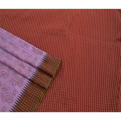 Санскритское винтажное фиолетовое сари индийская старинная вышивка тканая устойчивая ткань премиум окрашенное хлопковое сари