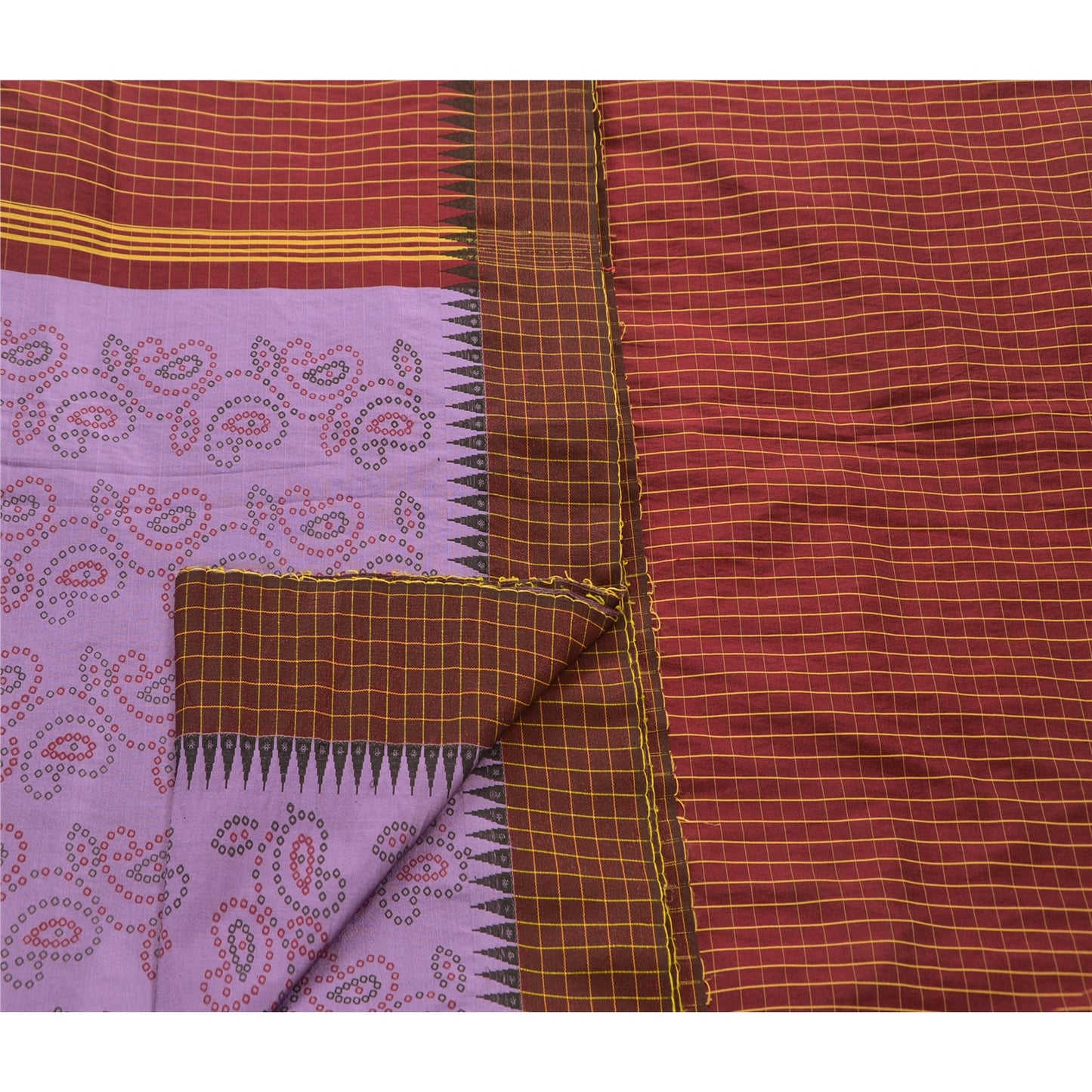 Санскритское винтажное фиолетовое сари индийская старинная вышивка тканая устойчивая ткань премиум окрашенное хлопковое сари