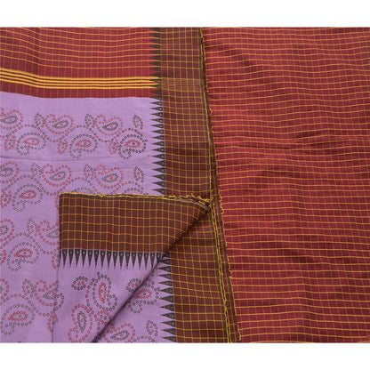 Санскритское винтажное фиолетовое сари индийская старинная вышивка тканая устойчивая ткань премиум окрашенное хлопковое сари