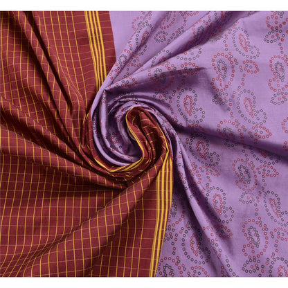 Санскритское винтажное фиолетовое сари индийская старинная вышивка тканая устойчивая ткань премиум окрашенное хлопковое сари