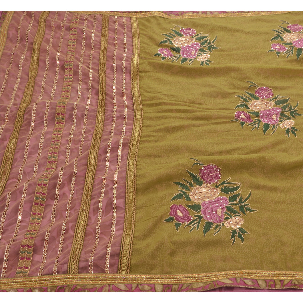 Indian Saree Georgette Hand Beaded Fabric Premium Ethnic Sari