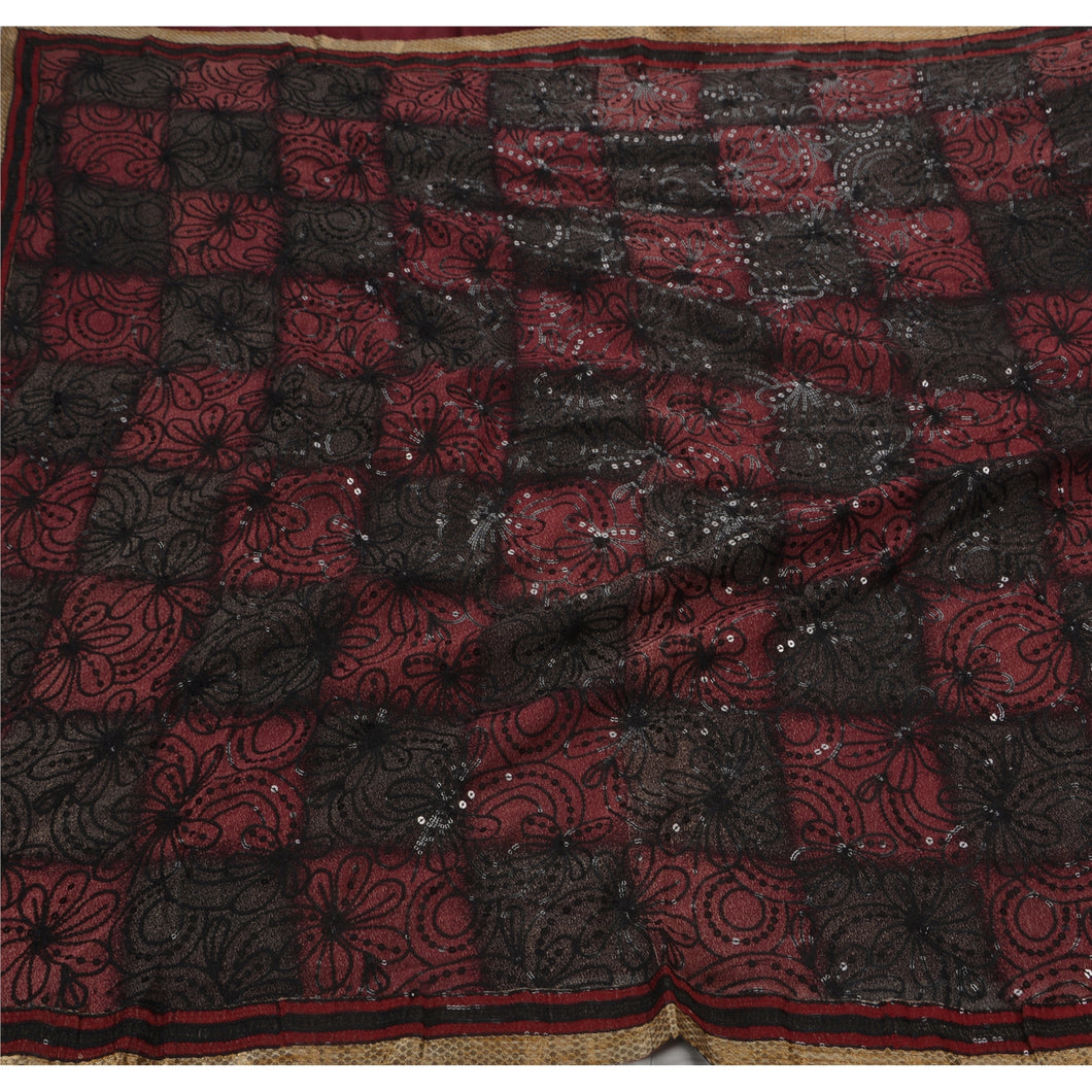 Antique Saree Blend Georgette Embroidered Fabric Premium Sari