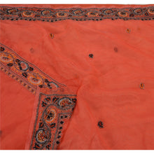 Load image into Gallery viewer, Sanskriti Antique Vintage Orange Saree Art Silk Hand Embroidery Fabric Sari
