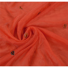 Load image into Gallery viewer, Sanskriti Antique Vintage Orange Saree Art Silk Hand Embroidery Fabric Sari
