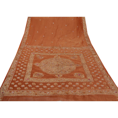 Санскритское старинное антикварное индийское сари из жоржета, устойчивая ткань, ручная вышивка, сари