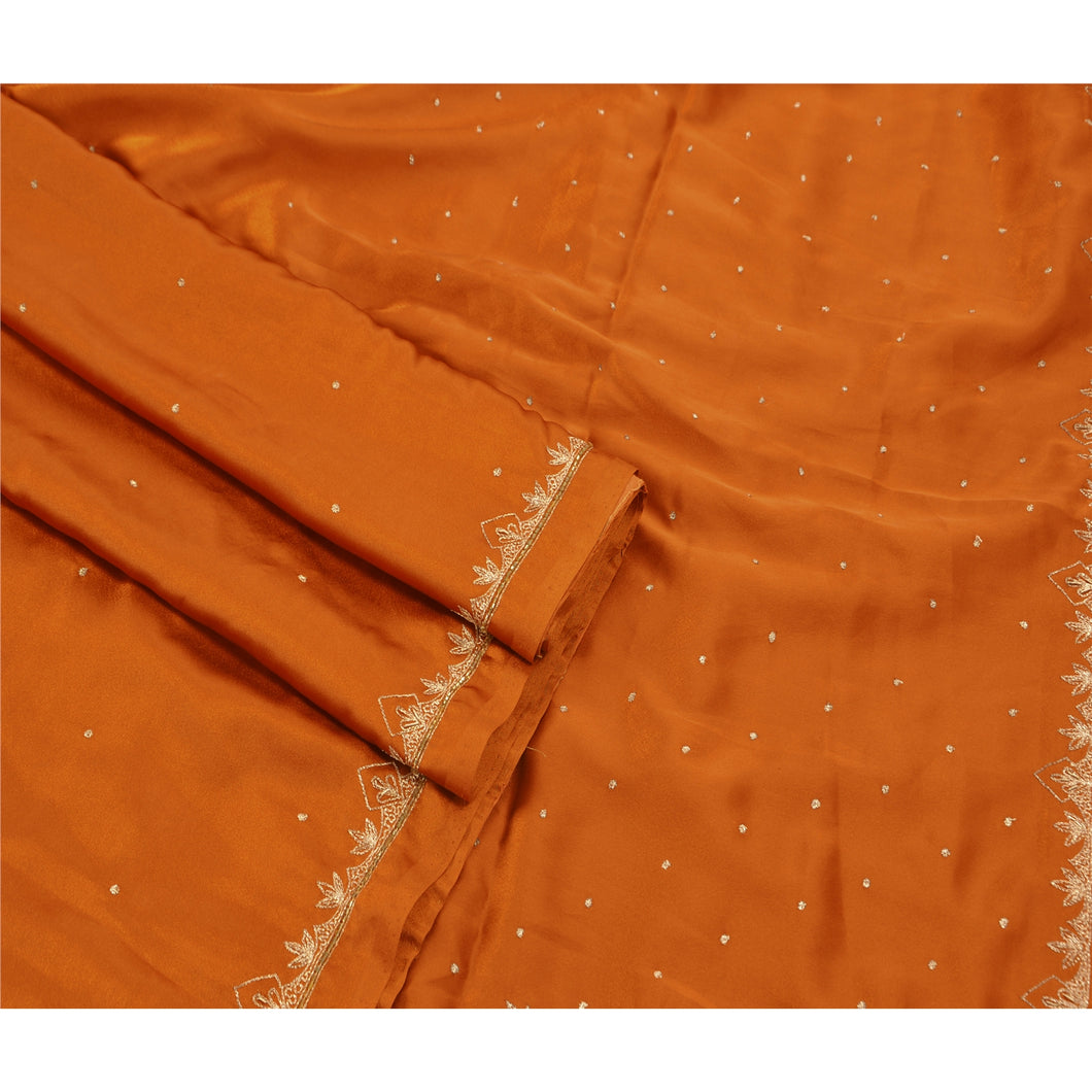 Saree Satin Silk Craft Fabric Hand Embroidery Premium Sari