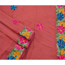 Load image into Gallery viewer, Sanskriti Vintage Pink Saree Blend Georgette Hand Embroidery Craft Fabric Premium Sari
