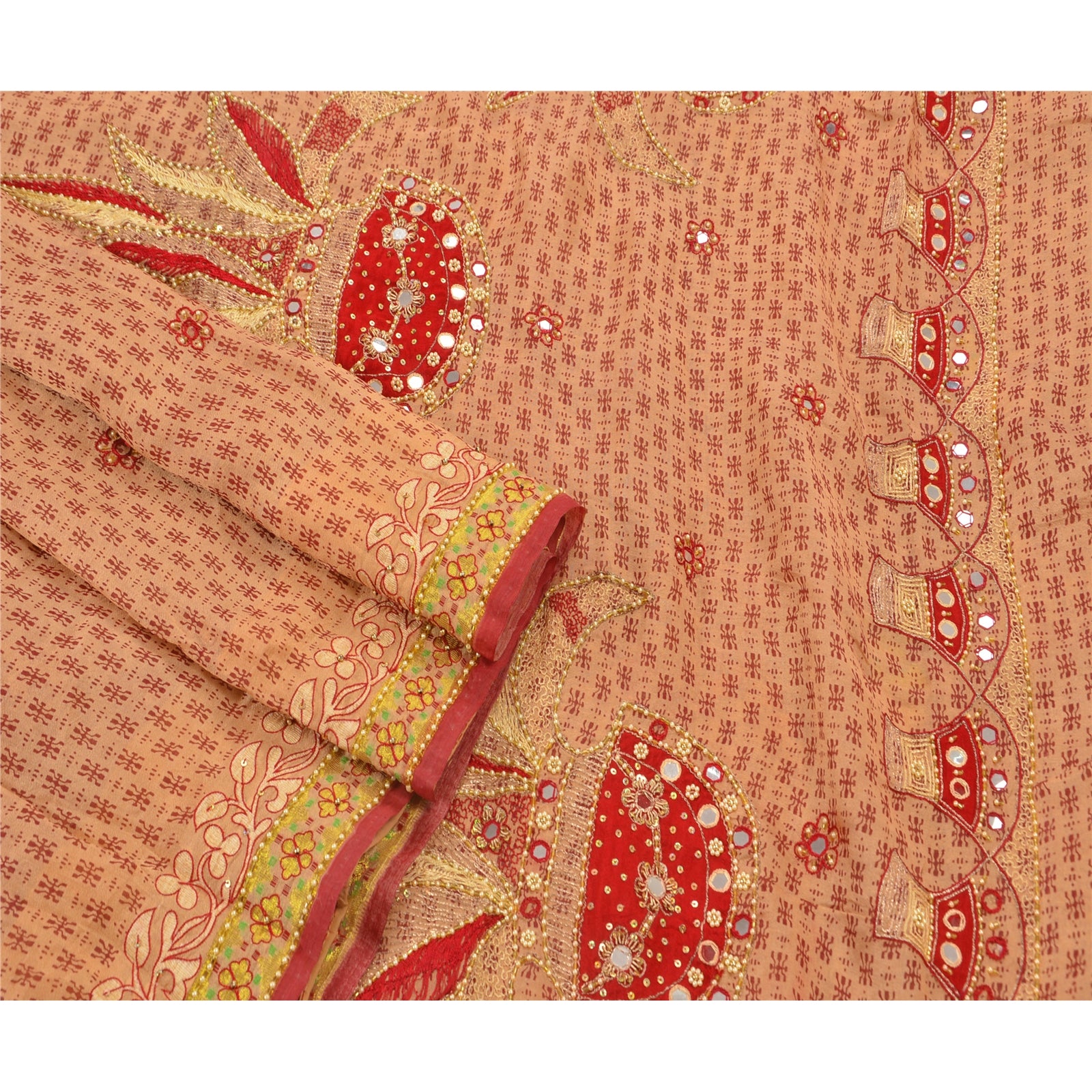 Sanskriti Vintage Saree Blended Silk Hand Beaded Craft Sustainable Fabric Premium Sari