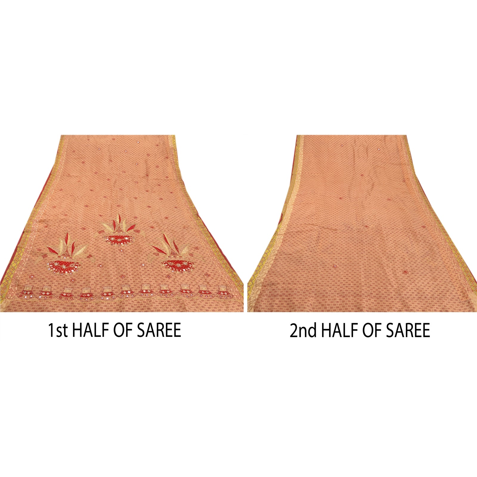 Sanskriti Vintage Saree Blended Silk Hand Beaded Craft Sustainable Fabric Premium Sari