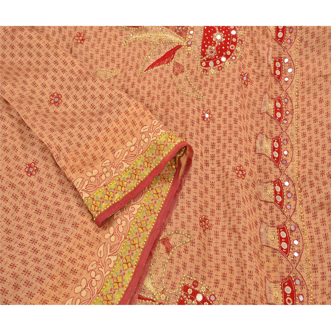 Saree Blended Silk Hand Beaded Craft Fabric Premium Sari
