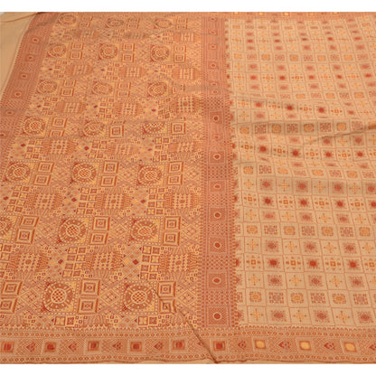 Sanskriti Vintage Antique Indian Saree 100% Pure Silk Woven Sustainable Fabric Premium Sari