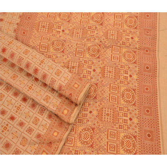 Sanskriti Vintage Antique Indian Saree 100% Pure Silk Woven Sustainable Fabric Premium Sari