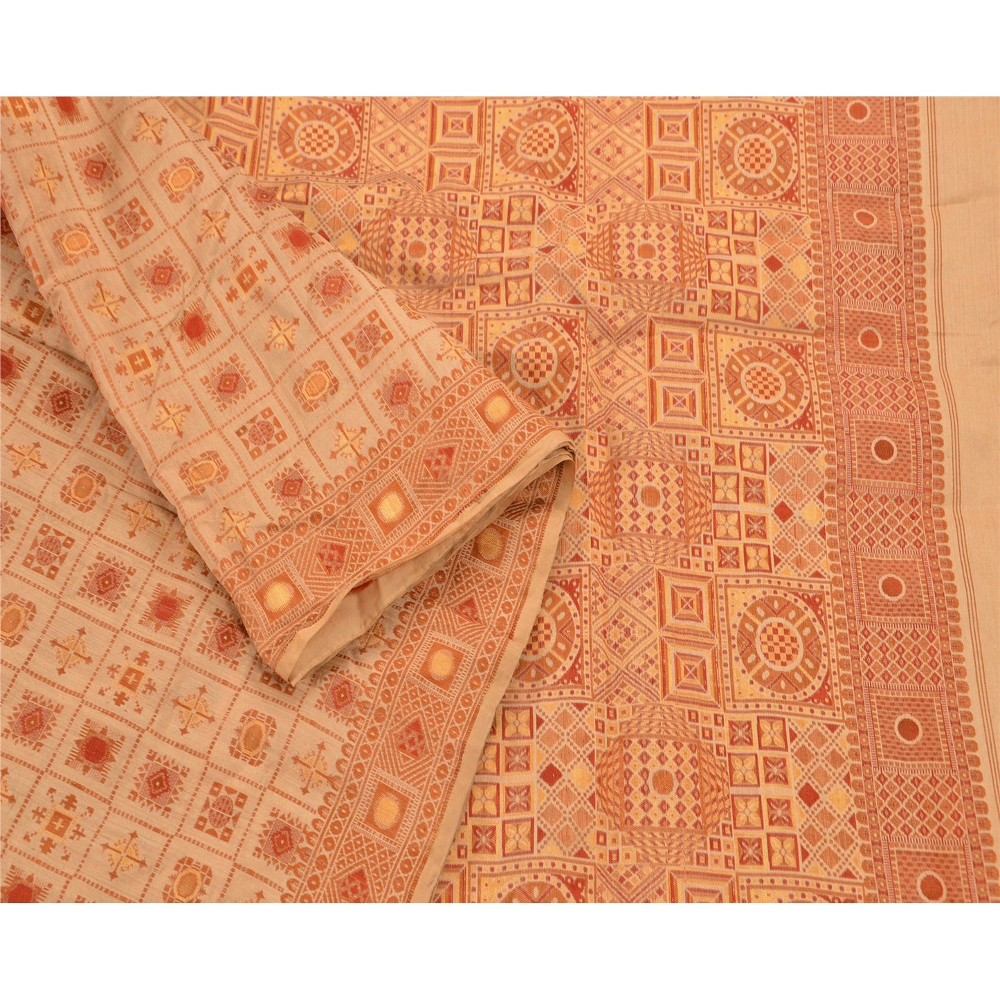 Sanskriti Vintage Antique Indian Saree 100% Pure Silk Woven Sustainable Fabric Premium Sari
