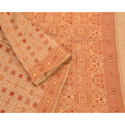 Sanskriti Vintage Antique Indian Saree 100% Pure Silk Woven Sustainable Fabric Premium Sari