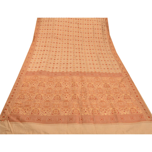 Sanskriti Vintage Antique Indian Saree 100% Pure Silk Woven Sustainable Fabric Premium Sari
