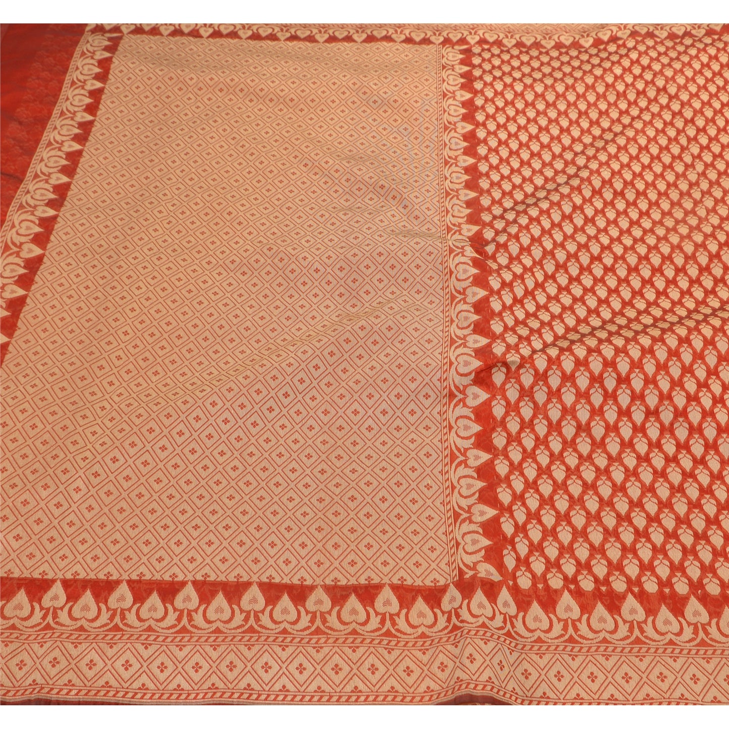 Sanskriti Vintage Red Saree Art Silk woven Sustainable Fabric Premium Cultural Sari