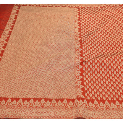 Sanskriti Vintage Red Saree Art Silk woven Sustainable Fabric Premium Cultural Sari