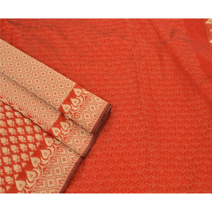 Sanskriti Vintage Red Saree Art Silk woven Sustainable Fabric Premium Cultural Sari
