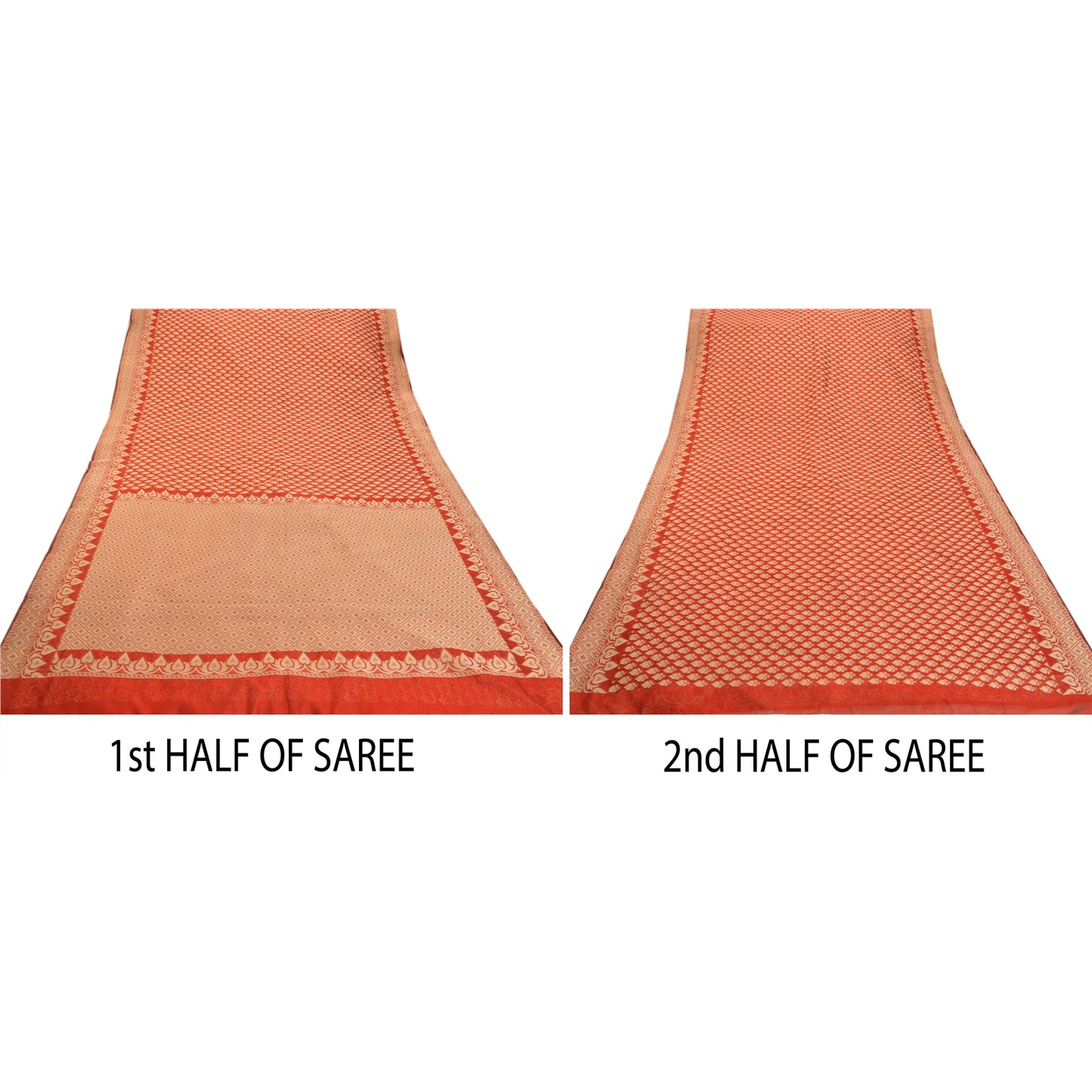 Sanskriti Vintage Red Saree Art Silk woven Sustainable Fabric Premium Cultural Sari